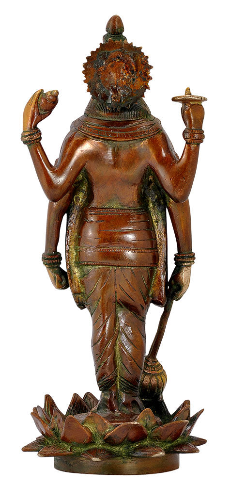 Lord Vishnu 'The Preserver' Brass Figurine 12.50"