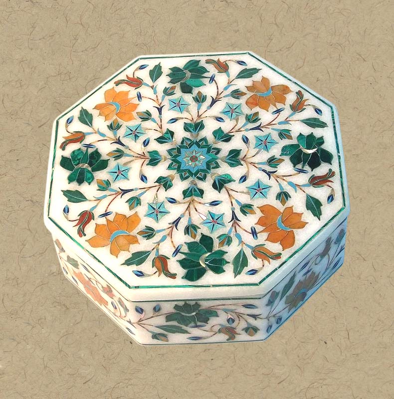 Marble Inlay Decorative Box 'Bouquet'