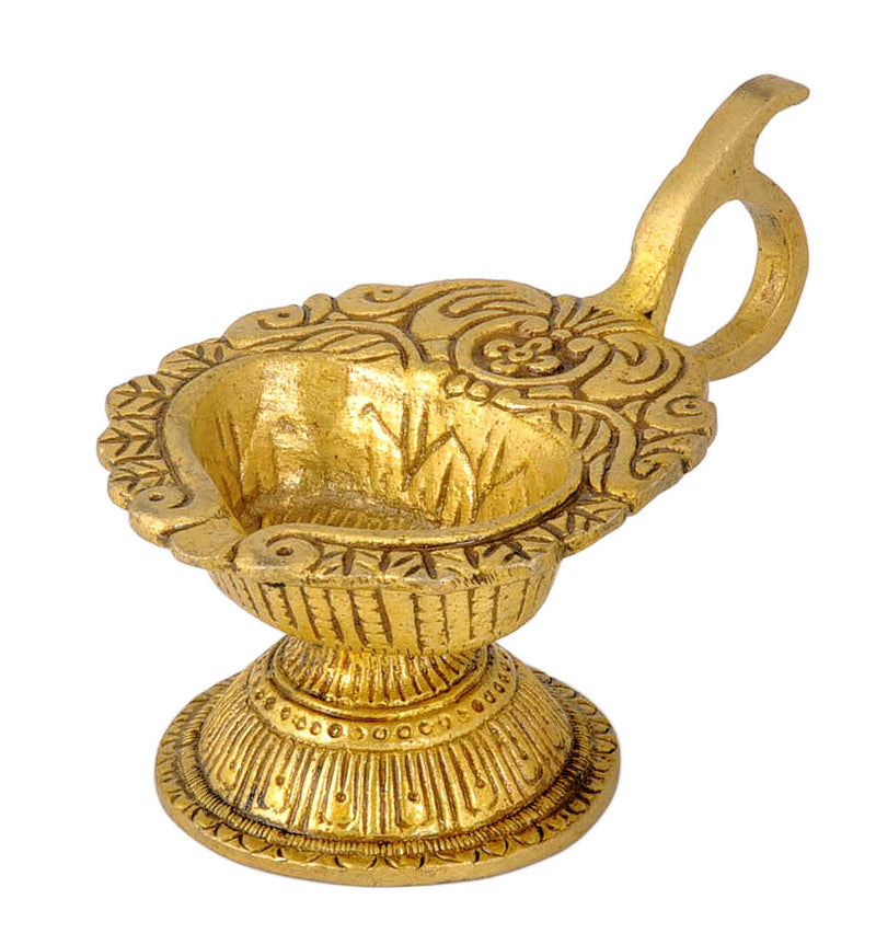 Floral Puja Brass Wick Lamp