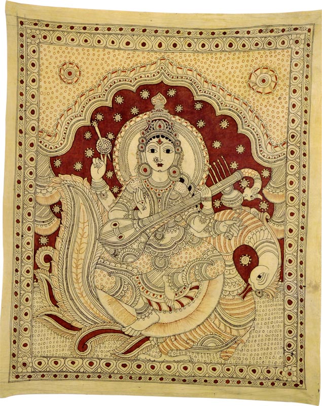 'Saraswati' Goddess of Arts - Kalamkari Painting