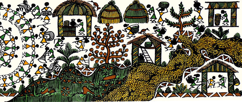 'Warli Village'  Folk Art Painting