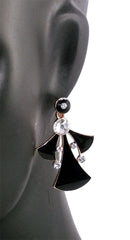 Stone Studded Black Dangle & Drop Metal Earring