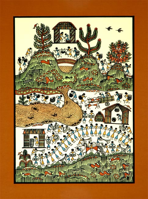 Village Life - Warli Painting