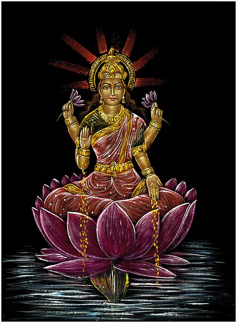 Sri Lakshmi Devi - Velvet Painting