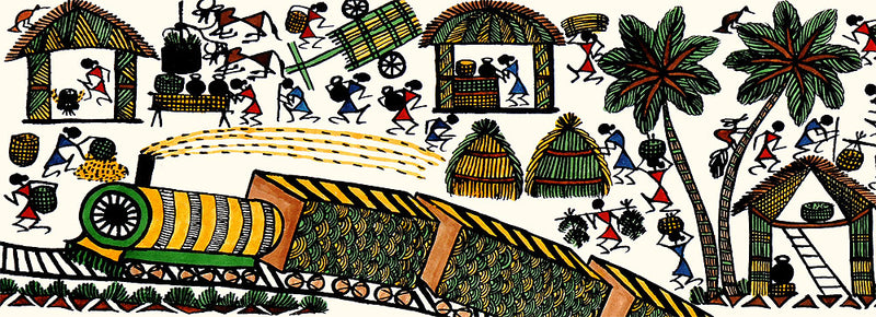 Journey to a Warli Village - Handmade Painting