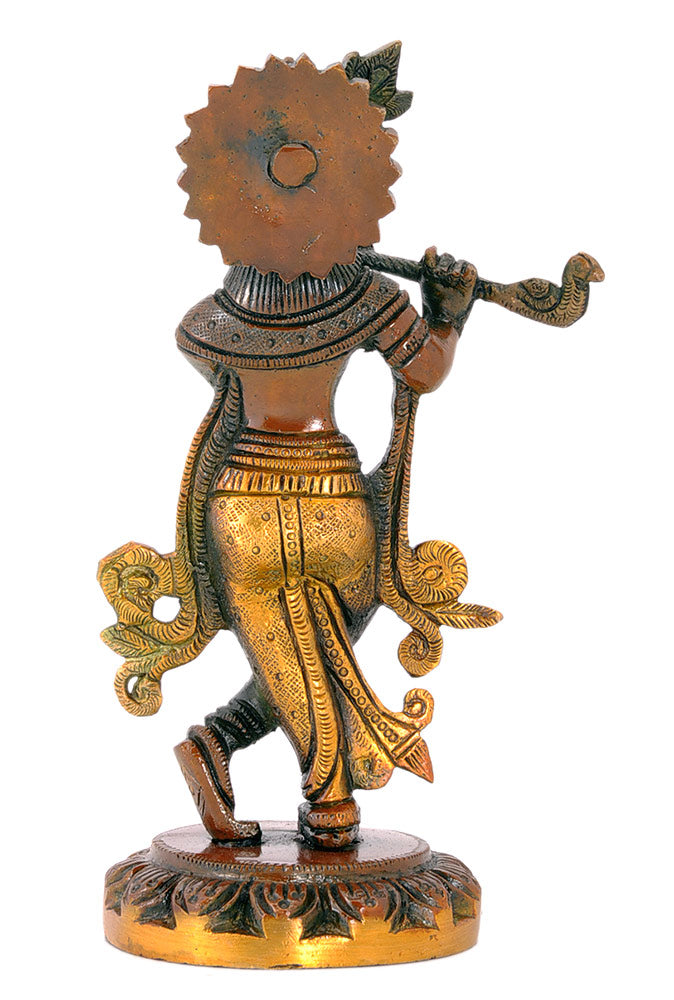 Shri Krishna Flute Player - Brass Statue
