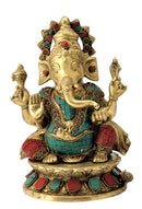 Seated Chaturbhuja Ganesh 9.50"