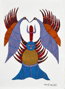 Birds Protects The Austere Man - Gond Tribal Painting