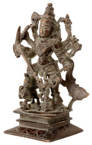 Antiquated Brass Durga as Devi Mahishasur Mardini