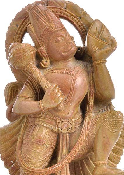 Vaayu Putra Lord Hanuman - Pink Stone Statue 6"