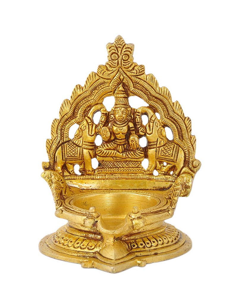 Goddess Gaja Lakshmi Brass Deepam for Temple