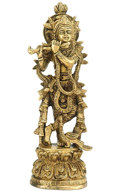 Cosmin Musician Lord Krishna - Brass Statue
