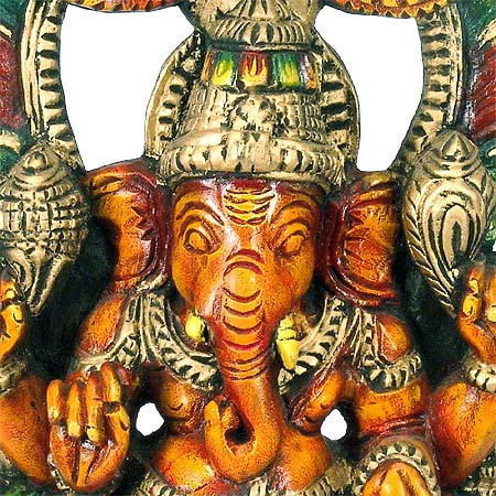 Prabha Ganesha - Wood Statue 24"