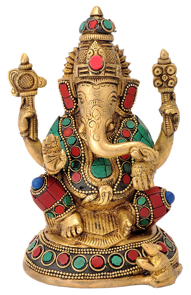 Blessing Ganpati Maharaj Brass Statue