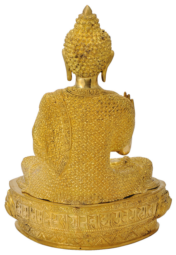 Golden Finish Brass Buddha Statue 16"