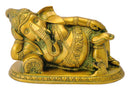 Resting Baby Ganpati Golden Finish Brass Figure