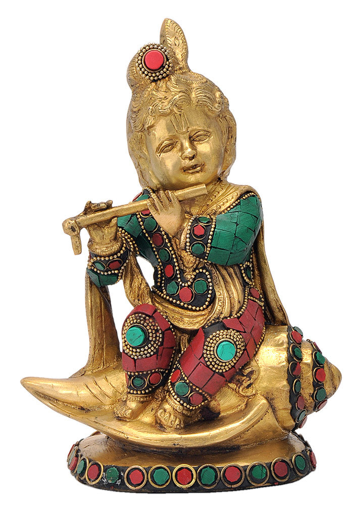 Baby Krishna Brass Statue