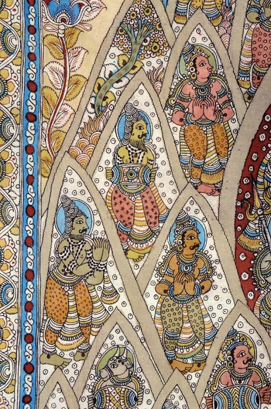 Ravana's Penance to Appease Lord Shiva - Large Kalamkari Painting