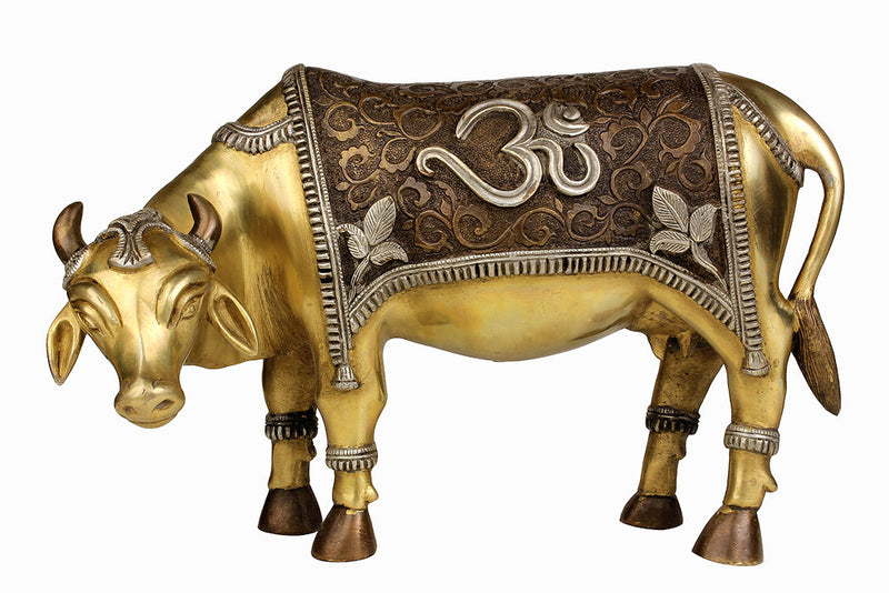 Brass Cow with Om inscription