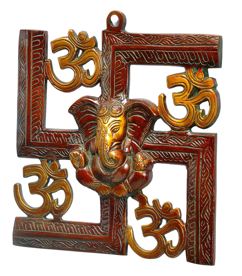 Swastik Om Ganesh Brass Wall Hanging