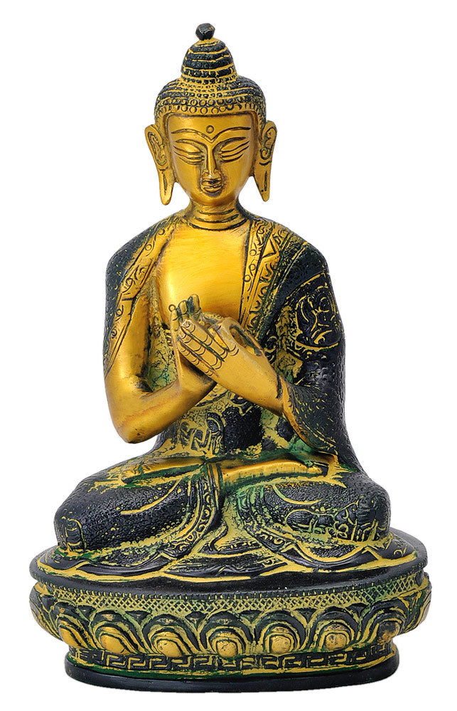 Buddha Dharmachakra Mudra Statue in Old Finish 8"