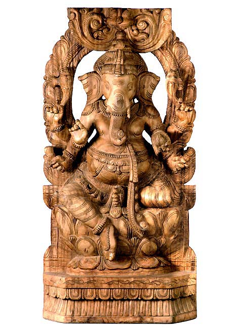 The Elephant Headed God Ganesha - Wooden Large Sculpture