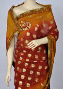 Red & Orange Saree with All-Over Bootis