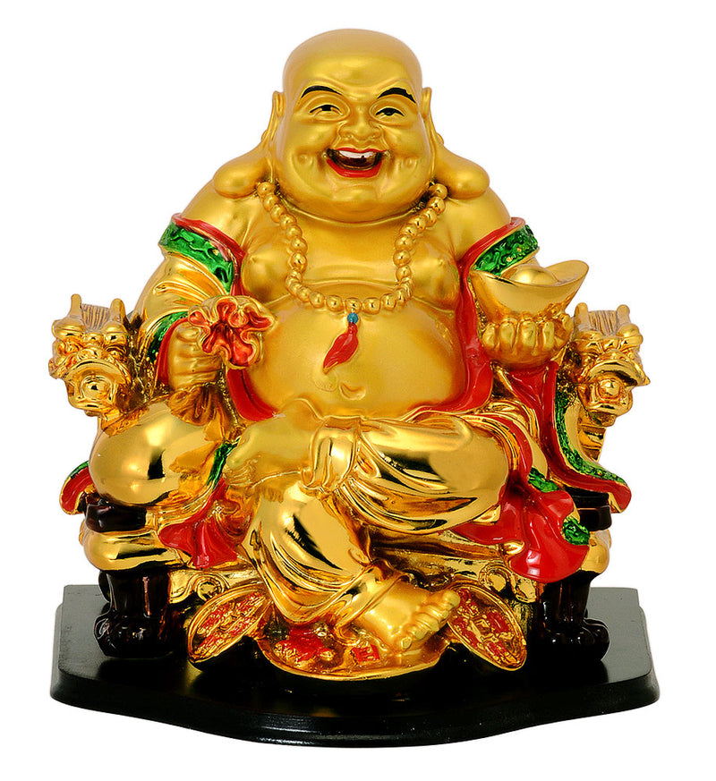 Golden Finish Laughing Buddha Figurine
