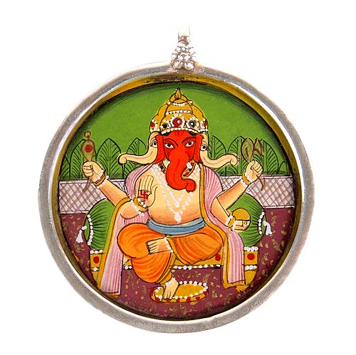 Three Headed Ganesha - Silver Pendant