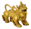 Chinese Feng Shui Lion Pair in Brass