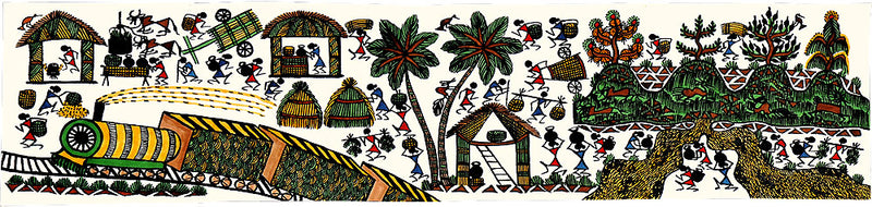 Journey to a Warli Village - Handmade Painting