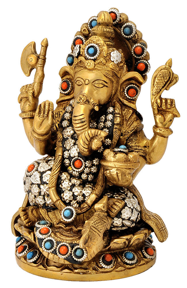 God Ganesha Brass Sculpture 7"