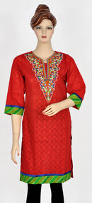 Red Embroidered Kurta