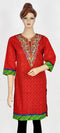 Red Embroidered Kurta