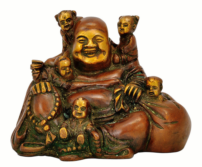 Laughing Buddha Playing with Five Childrens