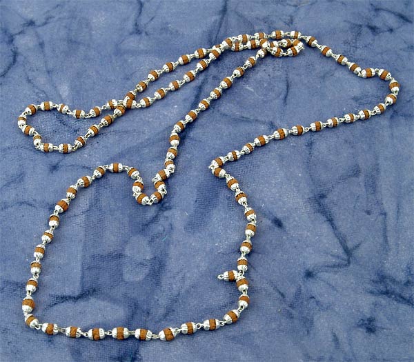 Rudraksha Silver Japa Mala ( 108+1 Beada)