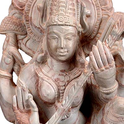'Devi Saraswati' Goddess of Arts & Learning - Stone Statue