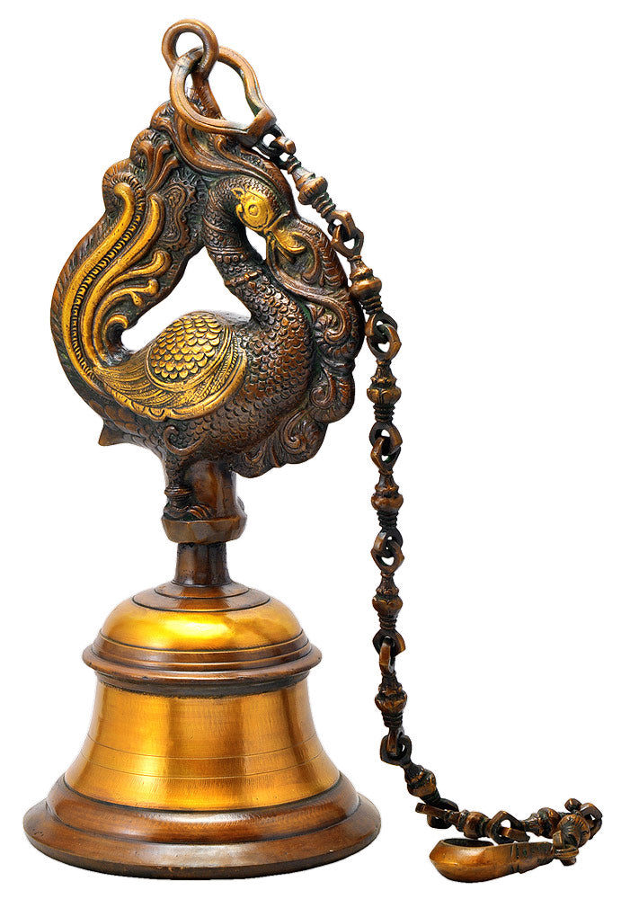 Large Peacock Bell for Temple or Home Decor