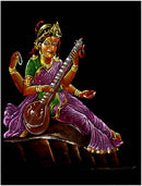 Mother Goddess Saraswati - Velvet Hand Painting