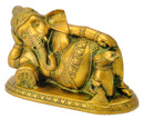 Resting Baby Ganpati Golden Finish Brass Figure