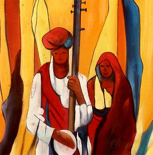 Folk Singers - Handmade Painting on Silk