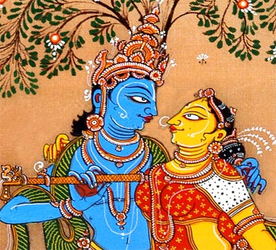 Lord Krsna with Gop i- Temple Art Painting of Puri