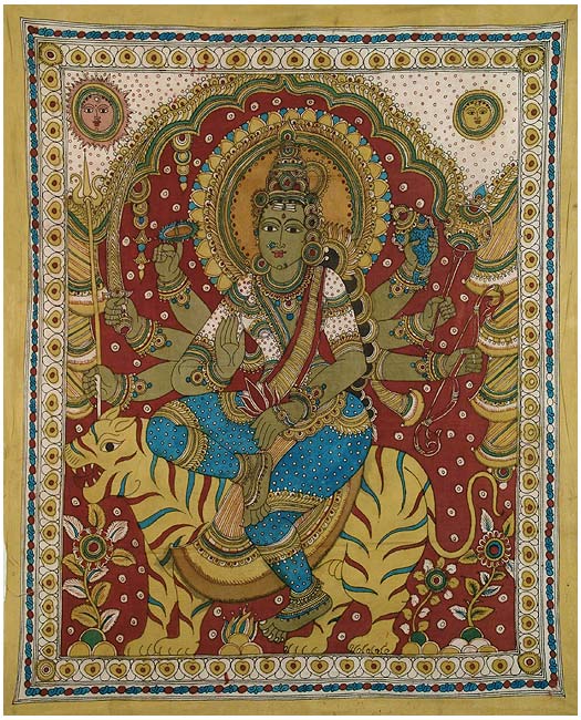 Mata Sherawali - Cotton Kalamkari Painting