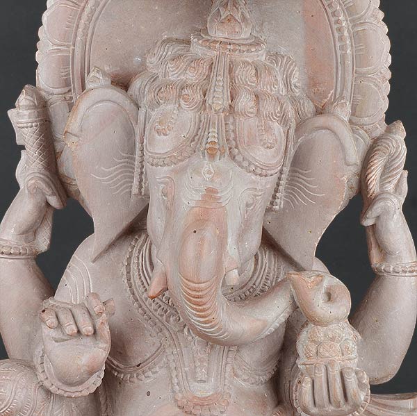 Seated Ganapati - Hand Carved Stone Sculpture