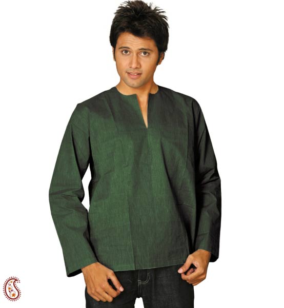 Short Kurta In Bottle Green