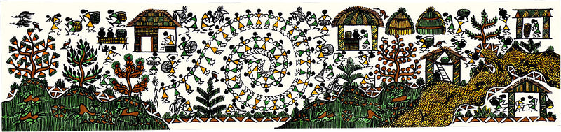 'Warli Village'  Folk Art Painting