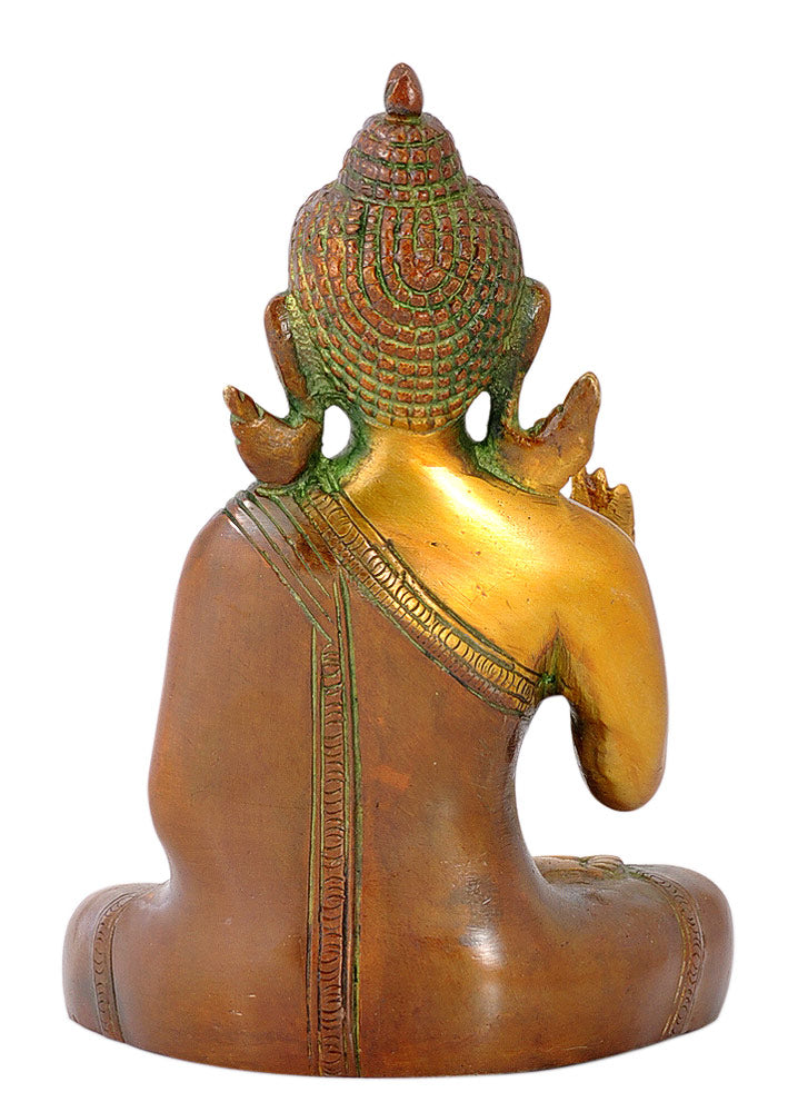 Brass Sculpture 'Seated Bhuddha' 6"