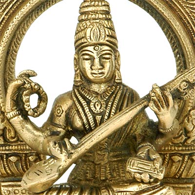 Goddess Saraswati - Temple Brass Statue