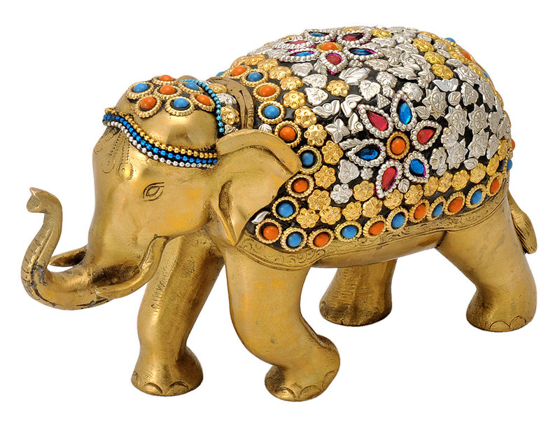 Decorative Brass Elephant with Bead Work