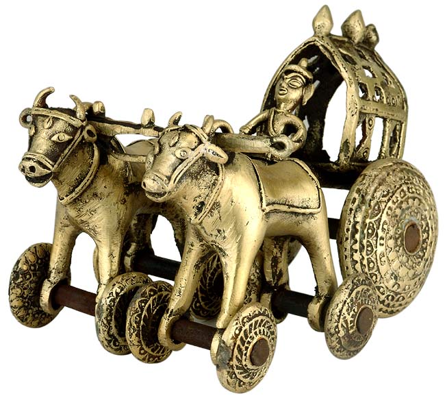 The Bullock Cart of India - Brass Sculpture 8"